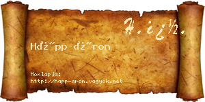 Hápp Áron névjegykártya
